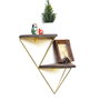 Hanah Home Wr075 Estantería de Pared de Madera Maciza Nogal y Dorado